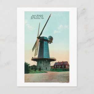 Uitzicht van de Nederlandse windmolen in het Golde Briefkaart