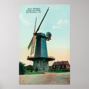 Uitzicht van de Nederlandse windmolen in het Golde Poster