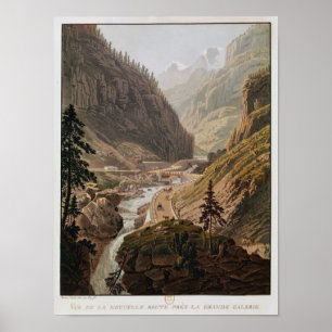 Uitzicht van de New Simplon Pass, 1811 Poster