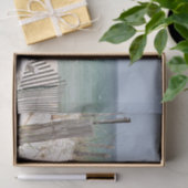 Uitzicht van de oceaan door het strandhek tissuepapier (Geschenk)