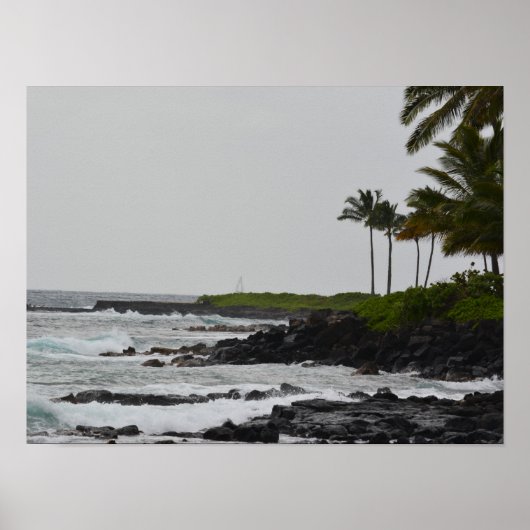 Uitzicht van de oceaan in Poipu Poster (Voorkant)