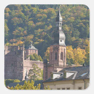 Uitzicht van de oude stad Heidelberg Vierkante Sticker