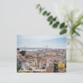 Uitzicht van de oude stad Lissabon en 25 april bru Briefkaart (Staand voorkant)