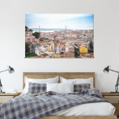 Uitzicht van de oude stad Lissabon en 25 april bru Canvas Afdruk (Insitu (Slaapkamer))
