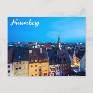 Uitzicht van de oude stad Nuremberg 's nachts Briefkaart