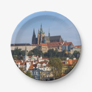Uitzicht van de oude stad Praag, Tsjechië Papieren Bordje