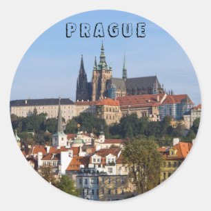 Uitzicht van de oude stad Praag, Tsjechië Ronde Sticker
