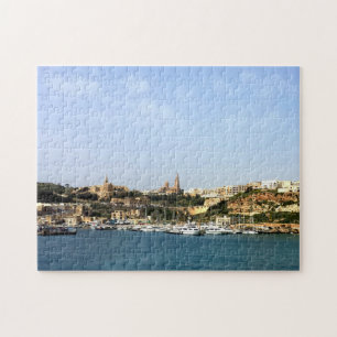 Uitzicht van de Panoramische baai van Mgarr, stad Legpuzzel