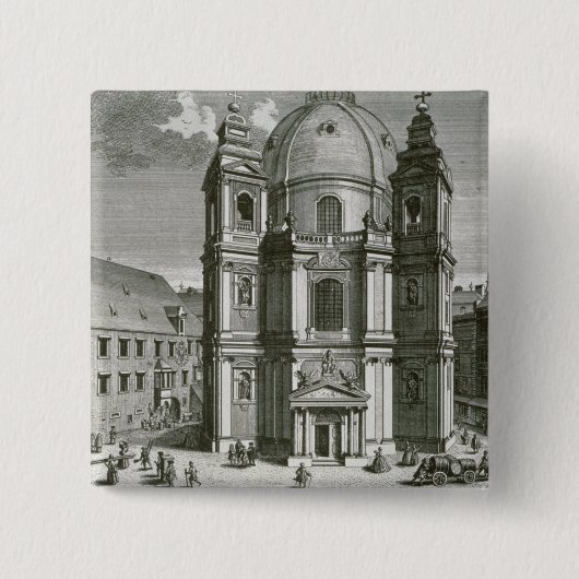 Uitzicht van de Peterskirche Vierkante Button 5,1 Cm (Voorkant)