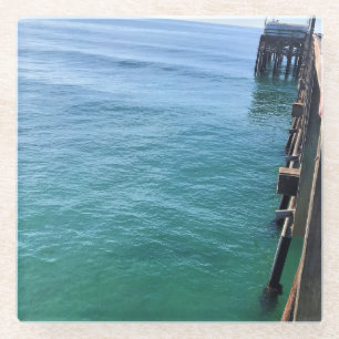 Uitzicht van de Pier, Krantenband, Californië Glazen Onderzetter