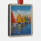 Uitzicht van de Rainbow Sailboat Fleet Metalen Ornament (Rechts)