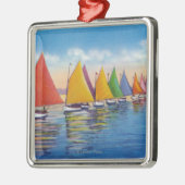 Uitzicht van de Rainbow Sailboat Fleet Metalen Ornament (Links)