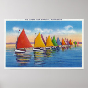 Uitzicht van de Rainbow Sailboat Fleet Poster