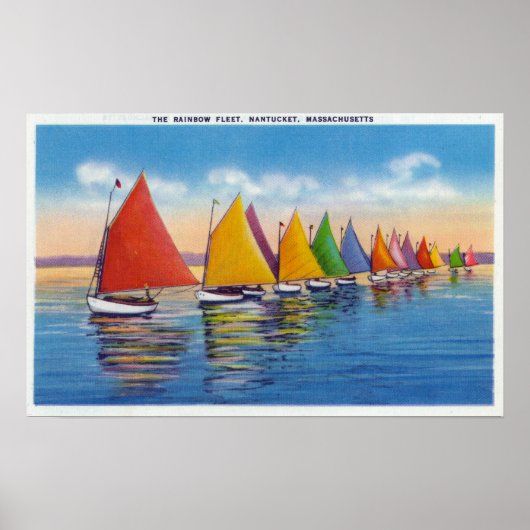 Uitzicht van de Rainbow Sailboat Fleet Poster (Voorkant)