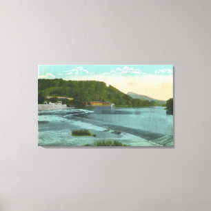 Uitzicht van de rivier de Chenango en de dam Canvas Afdruk