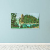 Uitzicht van de Rooster Rock en Ribreedat Canvas Afdruk (Insitu (Houten vloer))