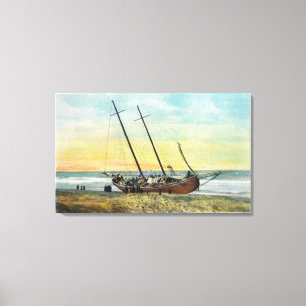 Uitzicht van de Rum Runner Ship Ashore Canvas Afdruk