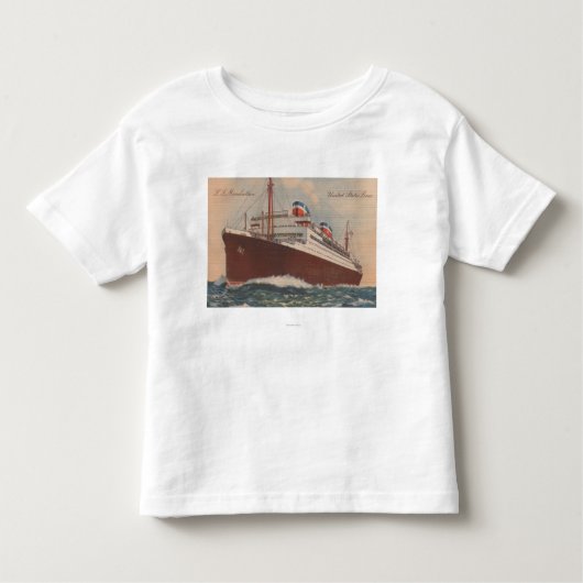 Uitzicht van de S.S. cruiseschip Manhattan Cunard Kinder Shirts (Voorkant)