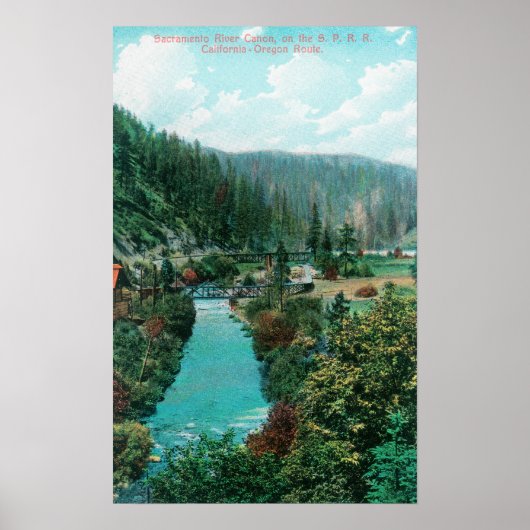 Uitzicht van de Sacramento-rivier de Canyon op SP Poster (Voorkant)