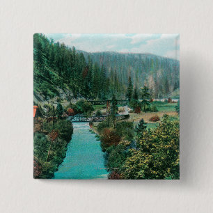 Uitzicht van de Sacramento-rivier de Canyon op SP Vierkante Button 5,1 Cm