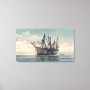 Uitzicht van de Scheepsramp Peter Iredale Canvas Afdruk