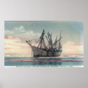 Uitzicht van de Scheepsramp Peter Iredale Poster
