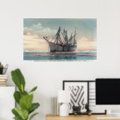 Uitzicht van de Scheepsramp van Peter Iredale Poster (Thuiskantoor)