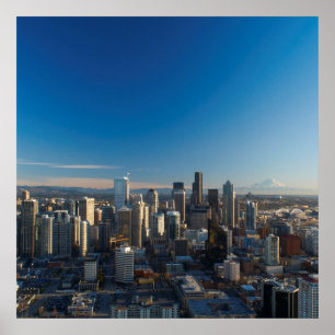 Uitzicht van de skyline van de stad Seattle Poster