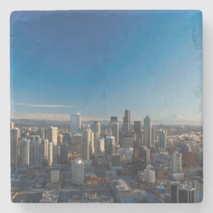 Uitzicht van de skyline van de stad Seattle Stenen Onderzetter