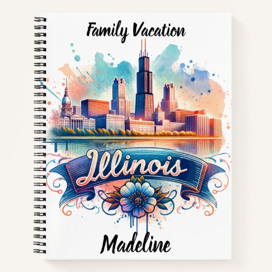 Uitzicht van de skyline van Illinois Notitieboek (Voorkant)