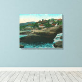 Uitzicht van de Sphinx Head CaveLa Jolla, CA Canvas Afdruk (Insitu (Houten vloer))