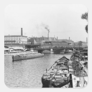 Uitzicht van de Spree, Berlijn, c.1910 Vierkante Sticker