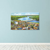 Uitzicht van de stad en het Connecticut Canvas Afdruk (Insitu (Houten vloer))