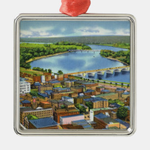 Uitzicht van de stad en het Connecticut Metalen Ornament