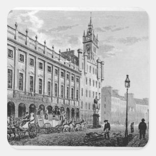 Uitzicht van de stad Hall, Exchange, Glasgow Vierkante Sticker