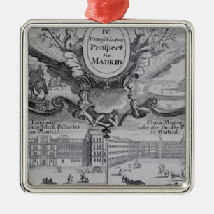 Uitzicht van de stad Madrid Metalen Ornament