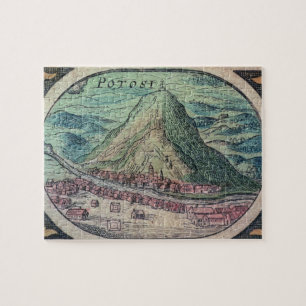 Uitzicht van de stad Potosi, Bolivia, met de beroe Legpuzzel