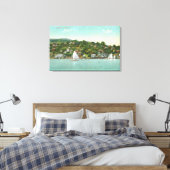Uitzicht van de stad, Sail Boats Canvas Afdruk (Insitu (Slaapkamer))
