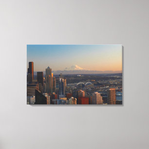 Uitzicht van de stad Seattle skyline 2 Canvas Afdruk