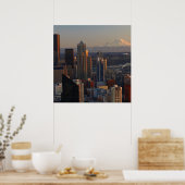 Uitzicht van de stad Seattle skyline 2 Poster (Keuken)