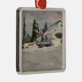 Uitzicht van de stad Winter Metalen Ornament (Rechts)