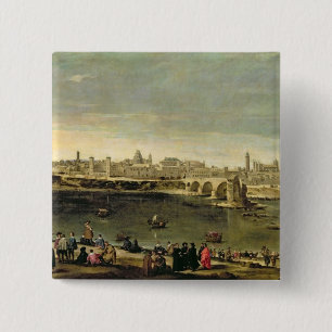 Uitzicht van de stad Zaragoza Vierkante Button 5,1 Cm