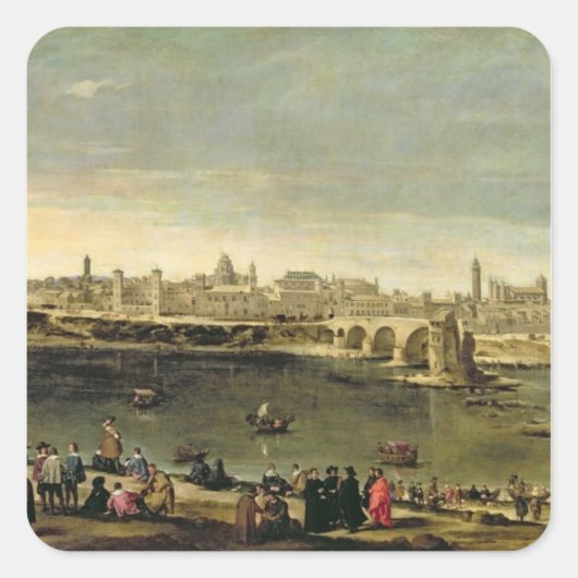 Uitzicht van de stad Zaragoza Vierkante Sticker (Voorkant)