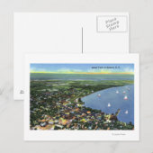 Uitzicht van de stad, zeilboten op het meer briefkaart (Voorkant / Achterkant)