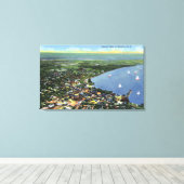 Uitzicht van de stad, zeilboten op het meer canvas afdruk (Insitu (Houten vloer))