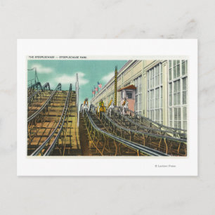 Uitzicht van de Steeplechase Rollerachtbaan Briefkaart