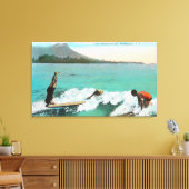 Uitzicht van de Surfers Board Riding, één die een Canvas Afdruk (Insitu (Woonkamer))