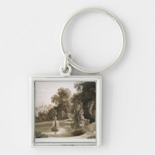 Uitzicht van de tempel Suryah en de fontein van M Sleutelhanger