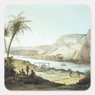 Uitzicht van de tempels vierkante sticker