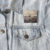 Uitzicht van de Theems, 1761 Vierkante Button 5,1 Cm (In situ)